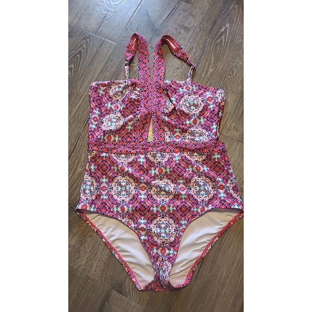 Laundry by Shelli Segal Boho Haulter One Piece Bathingsuit Women's Size Large
